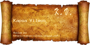 Kapsa Vilmos névjegykártya